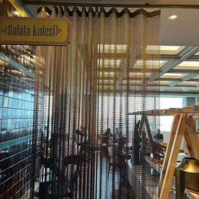 Aluminium Decorative Steel Metal Wire Screen Woven Architectural Mesh Ceiling Curtain Hanging Drapery Coil for Interior Design