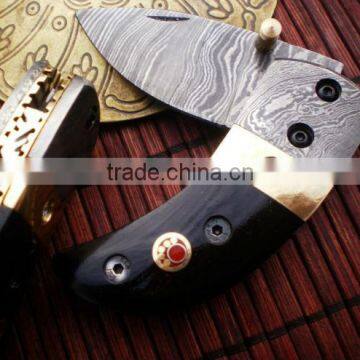 udk f89" custom handmade Damascus folding knife / pocket knife with Buffalo horn