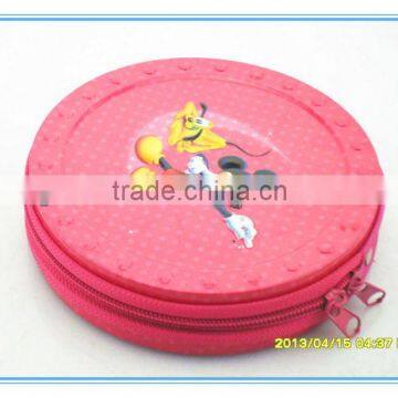 Round colored cd tin box with zipper