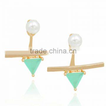 New Fashion Small Geometry Gold Ear Huggie Post Pearl Earrings Design For Girls photo-1