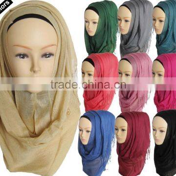 Wholesale Fringe Tassel Muslim Scarf Shawl Fashion Plain Viscose Hijab