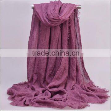 Wholesale Fringe Oversized Solid Color Plain Viscose Hijab photo-3