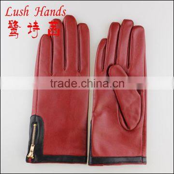 2016 fashion accessories lady's genuine leather zipper gloves