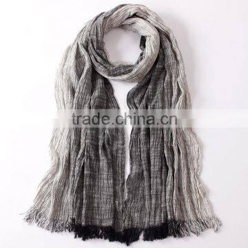 New Arrvial Korean Fashion Wrinkle Woven Striped Woman Linen Scarf Quality Choice photo-5