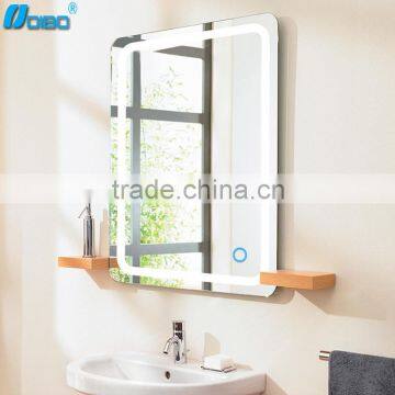 Top quality hina factory hotel LED clock illuminated bathroom mirror