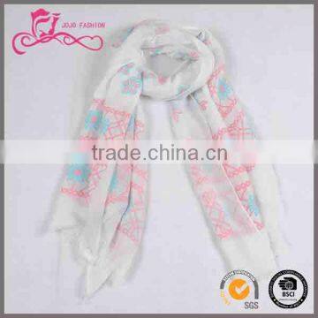 Custom white women cheap price bulk printed scarf