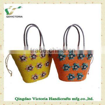 Wheatstraw with colorful flower handbags