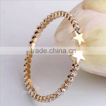 High Quality Rose Gold Plated Double Star Charm Full Rhinestone Bracelets Bangles photo-2