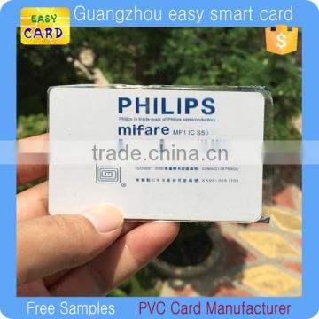 Printable 13.56mhz MF Classic 1k blank rfid smart chip card with lamination