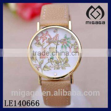 fashion cheap pu strap alloy case geneva quartz watches for girls*quartz movement geneva watches