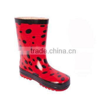 women dot print red rubber knee high rain boots durable working boots