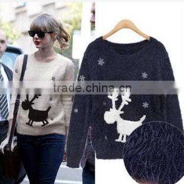 2014 spring new European and American elk snow pile casual round neck long-sleeved sweater