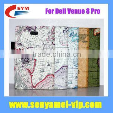 World map leather case for dell venue 8 pro factory price