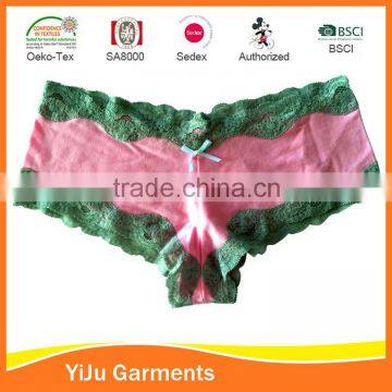 Women Lace cotton spandex single jersey printed shorty for girls underwear
