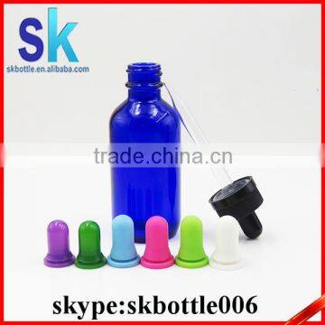 blue glass e liquid bottle 60ml with glass dropper