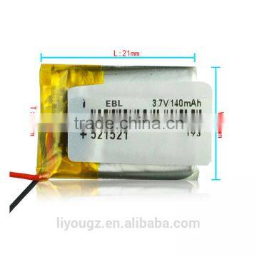 2016 Best Selling High Power Rechargeable 3.7V 140mAh Lithium Battery Pack