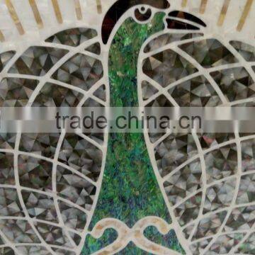 Customized Peacock Design Art Shell Mosaic Picture Wall Paper for Background Wall photo-2