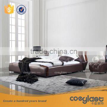 Luxury genuine leather bed italian furnture