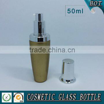 50ml Cosmetic Glass Lotion Bottles With Silver Pump Cap