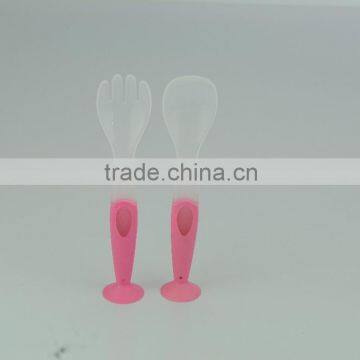 Baby Plastic/ TPE Encapsulated Spoon and Fork / Baby Cutlery photo-3