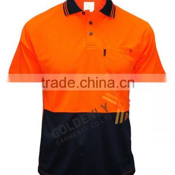 t hot sale in 2015 Men's 100% polyester custom HI-VISI S/S safety polo shir