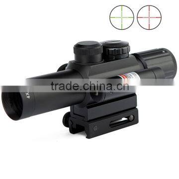 Compact M6 4X25 rifle scope red green Mil-Dot Reticle with side attached red laser sight/Tactical Optics Scopes