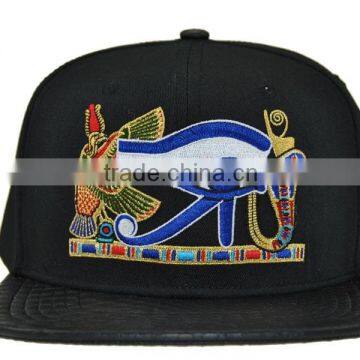  trade assurance manufactory custom 6 panel leather back snap back hat with embroidery logo faxu snakeskin brim