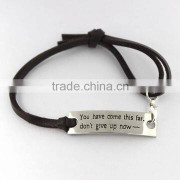 Personalized Leather Bracelets Personalized Bracelets With Engraved Alloy Charms photo-5
