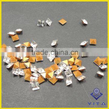 AAA grade hot selling artificial square shae point back gold bottom crystal stone for wedding decoration