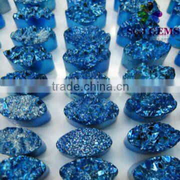 13x18 mm Competitive Wholesale Oval Blue Lotite Color Drusy Cabochon Drusy Quartz Oval Shape Cabochon Bead