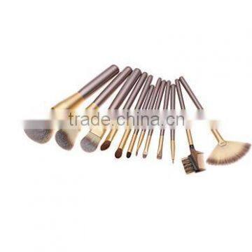 12pcs Pony Hair Makeup Brushes Set Coffee Concealer/powder/blush Brush Eyeshadow/eyelash//brow/lip Brush With Off-white Leather photo-4