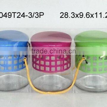 CP049T24-3/3p glass jar with engraving metal casing