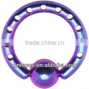 10 Gauge INDUSTRIAL PUNCHED Electric purple TITANIUM BCR Body Jewelry