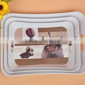 2015 new design with handle with 3 size melamine serving tray