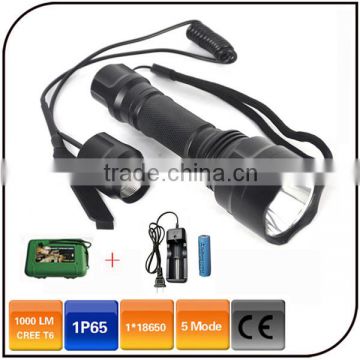 Most powerful 250 lumen c8 led flashlight cree beam rechargeable led electric torch