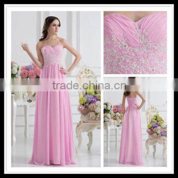 Real Sample Customized Sweetheart A-line Pink Applique Floor Length Cheap Prom Dresses xyy07-033