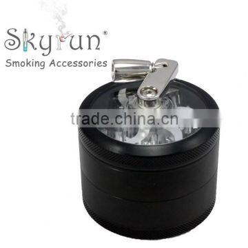 Clear Top Hand Crank 4 Piece Herb Grinder