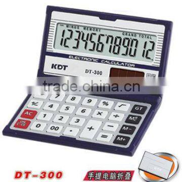 mini cute dual power 12 digits promotional portable folding calculator DT-300