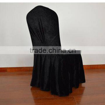 Black fashional velvet pleated chair cover for weddings