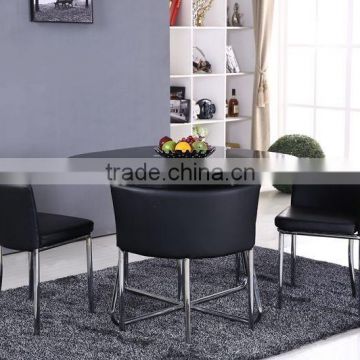 Glass Dinner table and chair set chrome leg