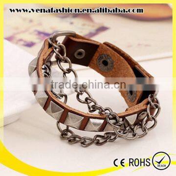 nail chain manly teen leather bracelet, thick leather bracelets