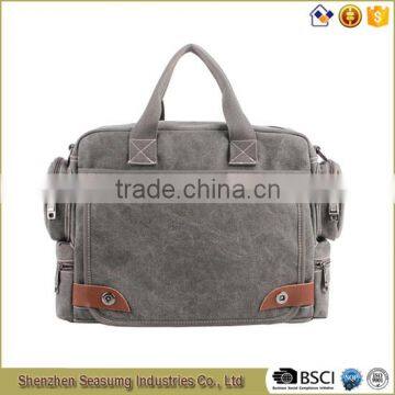 High Quality Canvas Business Handbag with Real Leather Trim