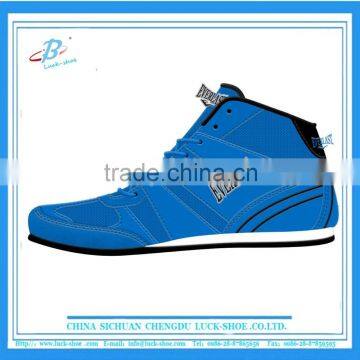 original shiny design blue boxing shoe , wholesale top selling boxing shoe, 2016 best quality wresting shoe