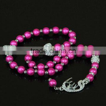 Latest Design 8mm Red Beads Necklace With Rhinestone and 4mm Small Bead Tassel Girl Necklace photo-5