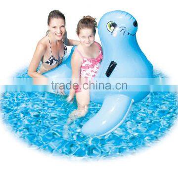 inflatable baby toys dolphin rider on with duty handle , animal rider on