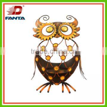 Whimsical Autumn metal owl tea light candle holder