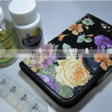 V-PB030 Custom Printing 28 Compartments Notebook PU Leather 7 Day Pill Box photo-6