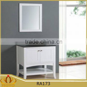 Cheap Modern American style glass basin MDF bathroom vanity RA173 with legs