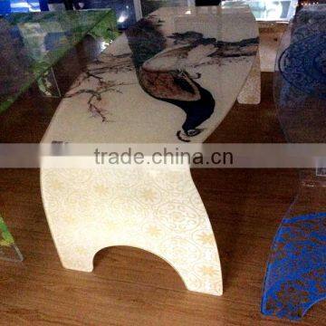 Glass table ceramic digital print glass, full white ceramic printing glass, bird design