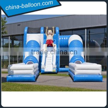 Blue / White Tunnel Inflatable Slide Safety Giant Inflatable Slide